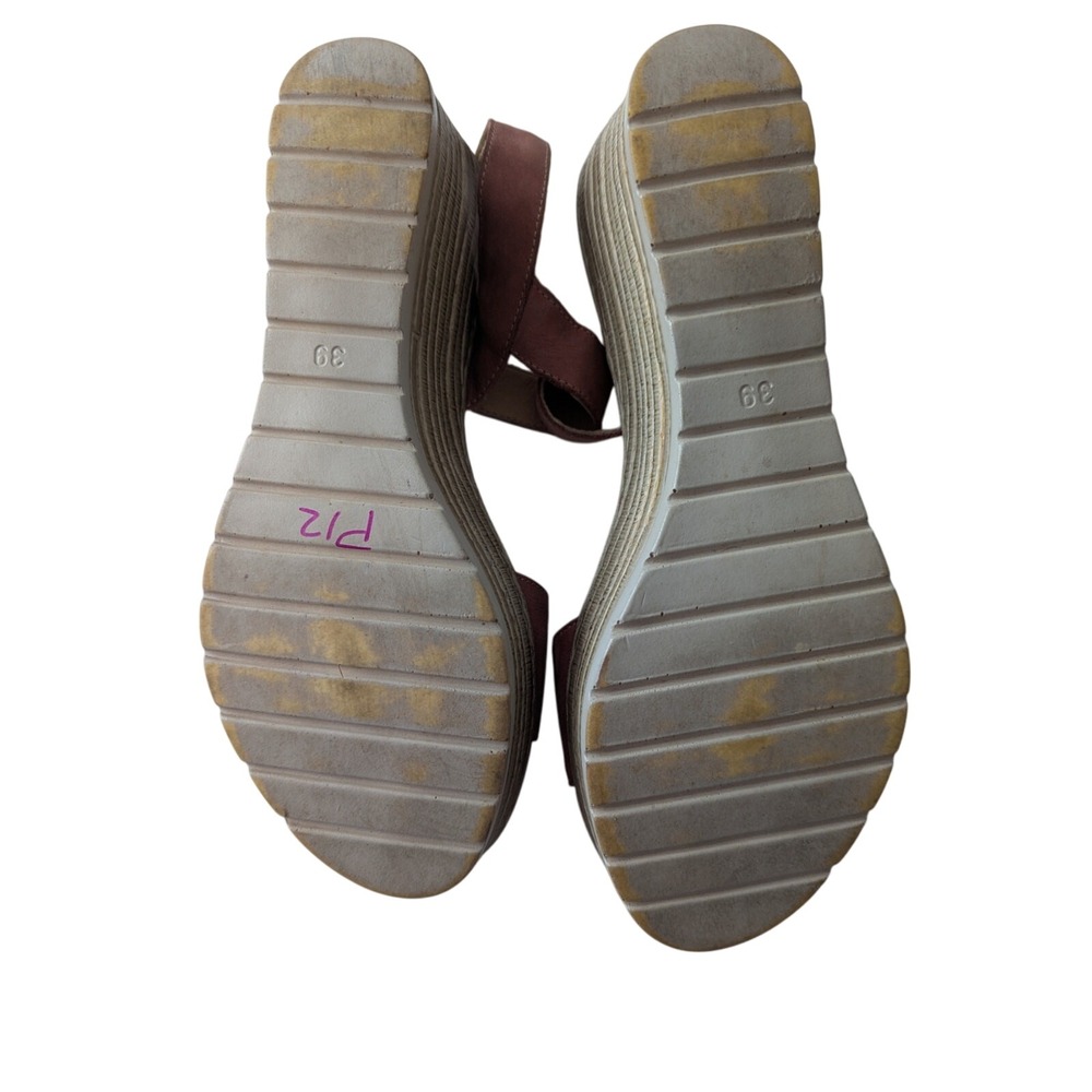 Eurostudio Heeled Wedge Sandals Pink Leather‎ Ankle Strap Shoes - Picture 4 of 4